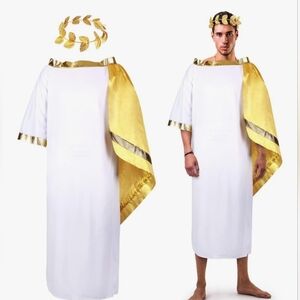 SATINIOR 2 PCS Halloween Greek Costume White Roman Toga Adult Toga Costume Tunic